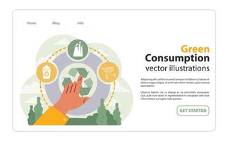 Hand selects eco-friendly practices in green consumption. Flat illustration vector