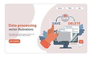 Data processing concept. Flat illustration vector