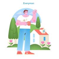 Everyman Archetype illustration. Friendly and approachable image. vector