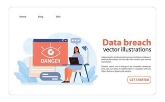 Data breach concept. Urgency and risk palpable. Flat illustration vector