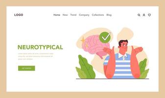 neurodiversidad web bandera o aterrizaje página. cognitivo desarrollo vector