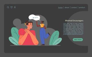 Active listening skill web banner or landing page dark or night vector