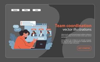 equipo coordinación y tarea administración colocar. proyecto líder orquesta equipo esfuerzos vector