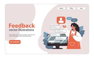 Engaging with Feedback on a digital platform. Flat illustration vector