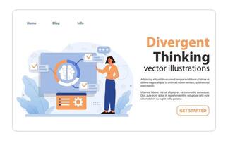 Divergent thinking visualization. Flat illustration vector