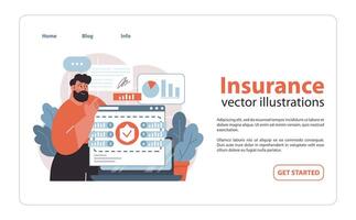 Insurance overview concept. Analyzing data and policy details. vector