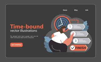 Dedicated worker navigating Time-bound in SMART goals. Flat illustration vector