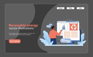 Sustainable energy advocate presenting eco-friendly solutions. Flat illustration vector