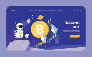 Trading and Crypto Bot concept. Flat illustration. vector