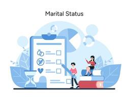 This illustration insightfully maps out marital demographics for market segmentation, spotlighting consumer behavior vector