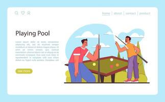 jugando piscina concepto. amigos en un simpático partido de billar, enfoque en el juego. vector