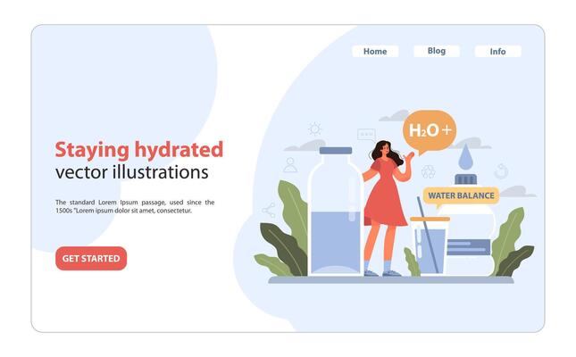 Staying Hydrated theme. A woman highlights the benefits of water intake for maintaining.