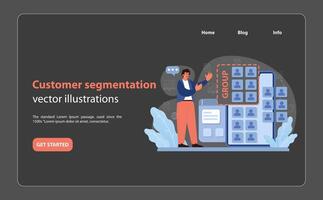 Man performing customer segmentation on digital interface. vector