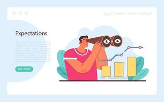 Expectations concept. Focused analysis on business growth trends. vector