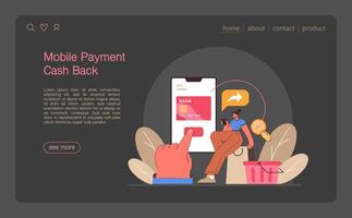 Cashback loyalty program web banner or landing page dark vector