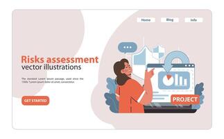 Risk Assessment in Project Management set. A manager evaluates potential project hazards. vector