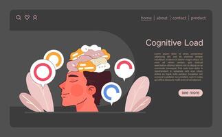 cognitivo carga concepto. plano ilustración vector