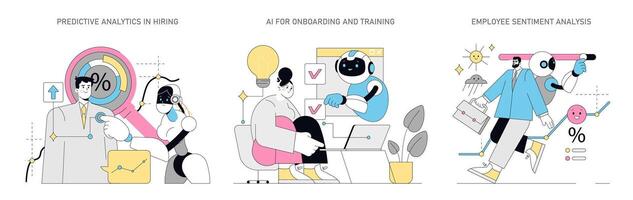 Using AI for Human Resources. Flat Illustration vector