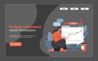 Budget Management set in action. Analyzing financial graphs for project cost control. vector
