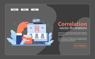 analizando diversificación con correlación. plano ilustración. vector