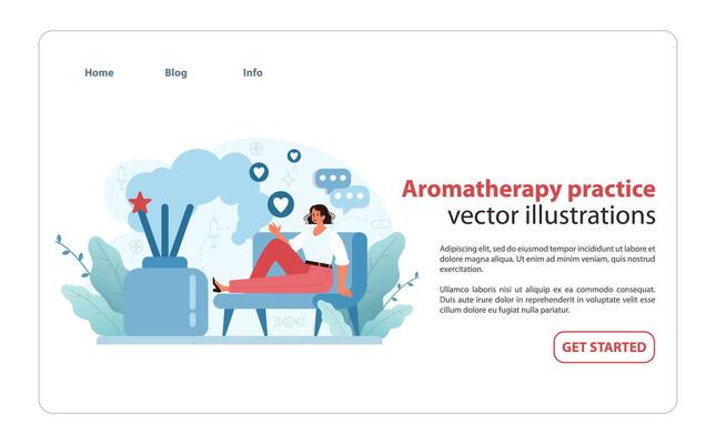 Aromatherapy Session Illustration. A serene setting depicts a woman relaxing with diffuser sticks.