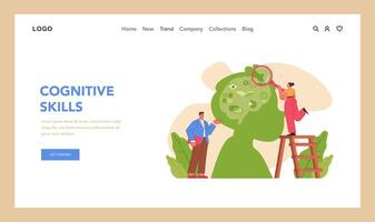 Cognitive skill web banner or landing page. Human cognitive function vector