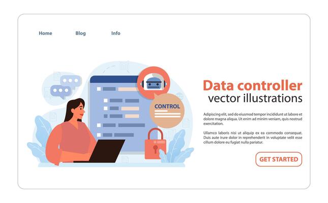 Data controller concept. Flat illustration