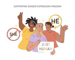 Supporting Gender Expression Freedom concept. vector