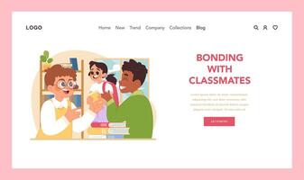 Bonding with classmates concept. Flat illustration vector