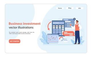 financiero herramientas para eficiente negocio inversión. plano ilustración vector