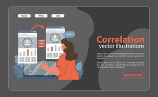 Analyzing asset correlation for informed investment decisions. Flat illustration. vector