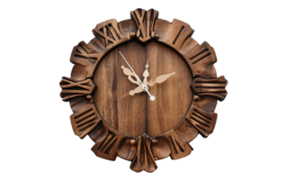 Wooden Wall Clock on Transparent Background png