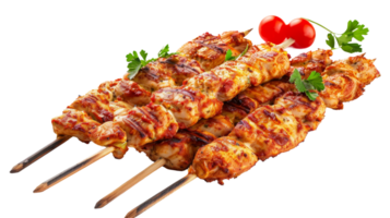 färsk bbq kyckling kebab på transparent bakgrund, formatera png