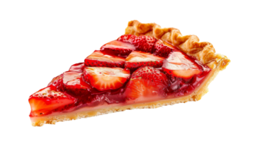 fraise tarte tranche sur transparent arrière-plan, format png