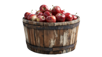 Apples in Wooden Barrel on Transparent Background, Format png