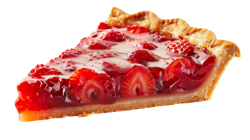 Slice of Strawberry Pie on Transparent Background, Format png