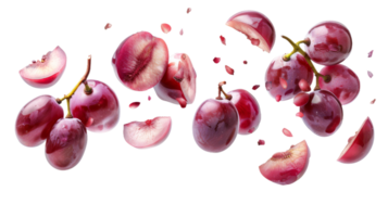 Flying Grape Slices on Transparent Background, Format png