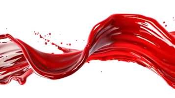 Red Colored Glossy Wave on Transparent Background, Format png