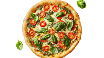 Pesto Pizza auf transparent Hintergrund, Format png