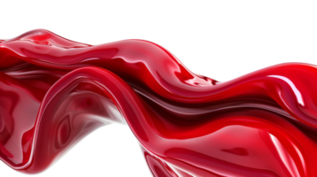 Red Colored Glossy Wave on Transparent Background, Format png