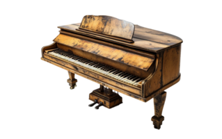 Portraits of an Antique Piano on Transparent Background png