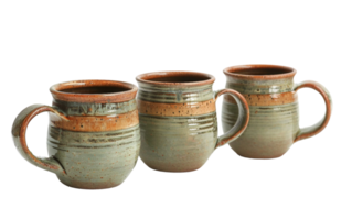 Hand-Thrown Pottery Mugs on Transparent Background png