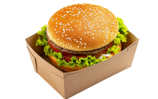 hamburgare i en låda på transparent bakgrund png