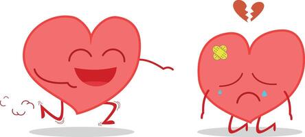 Healthy and sick heart isolated on white background illustration vector