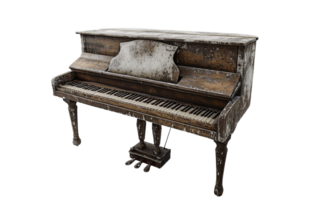 Old Brown Piano on Transparent Background png