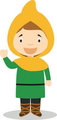 Medieval boy cartoon character. Illustration. Kids History Collection.