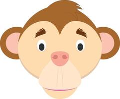 Monkey face in cartoon style for children. Animal Faces illustration Series vector