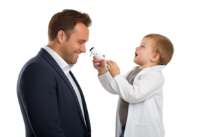 cuidando pediatra examinando niño en transparente antecedentes png