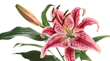 Lily set against a flat pink background on Transparent Background png