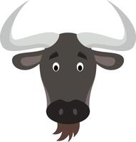 Wildebeest face in cartoon style for children. Animal Faces illustration Series vector